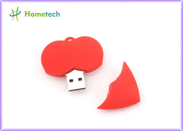A movimentação do flash do coração 1GB USB do PVC, 2,0 cola o disco instantâneo feito sob encomenda de USB