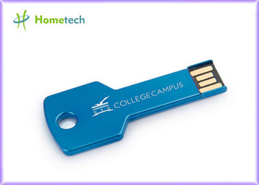 A chave azul/do verde metal deu forma ao logotipo personalizado movimentação do flash de USB