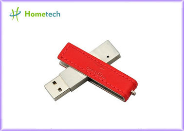 Transferência de ficheiros vermelha do disco instantâneo de USB do couro do retângulo com alta velocidade