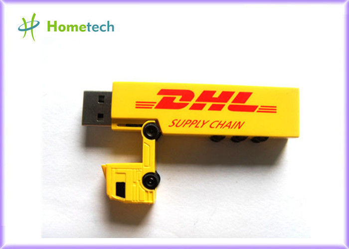 Movimentação plástica 8GB do flash de USB do caminhão criativo amarelo para anunciar o presente