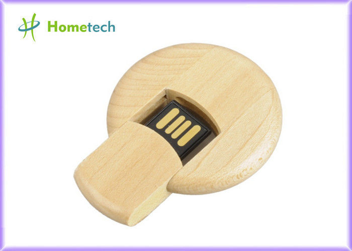 Movimentação de madeira do flash de USB da capacidade real da forma redonda, micro movimentação de madeira do polegar