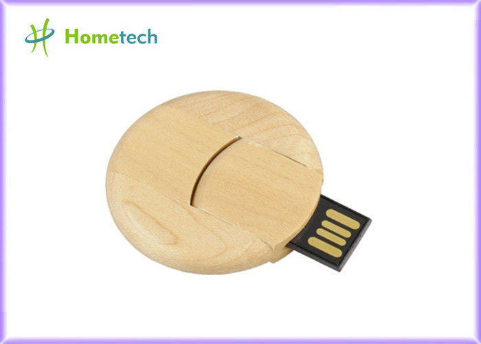 Movimentação de madeira do flash de USB da capacidade real da forma redonda, micro movimentação de madeira do polegar