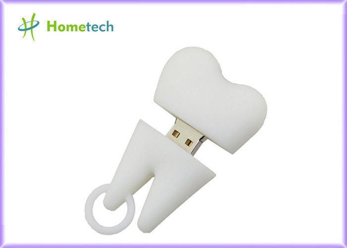 Movimentação personalizada forma do flash de USB dos dentes do PVC com 1GB~128GB capacidade, cor branca