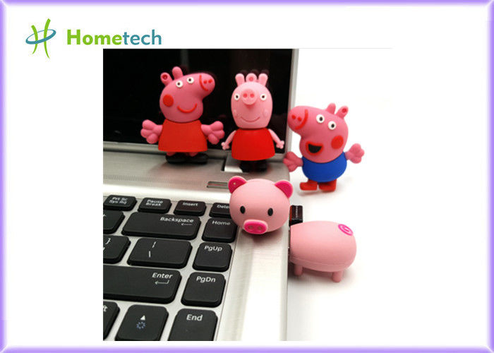 O porco grande feliz do rosa da família personalizou a movimentação do flash do Usb, movimentação dada forma PVC personalizada chave personalizada 4gb 8g do flash do Usb USB