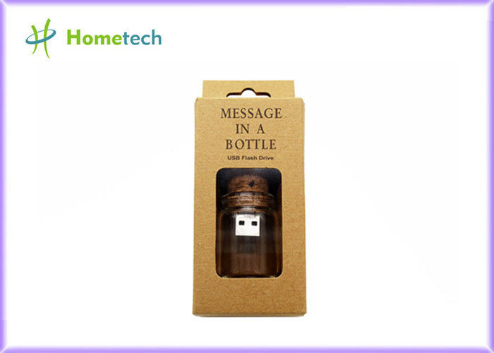 forma de cristal relativa à promoção criativa da garrafa da mensagem USB da movimentação de madeira de 16GB
