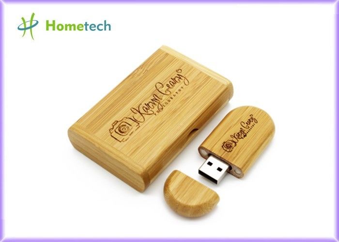 Movimentação de madeira do flash de USB do presente da fotografia, movimentação de bambu da memória de USB do logotipo feito sob encomenda