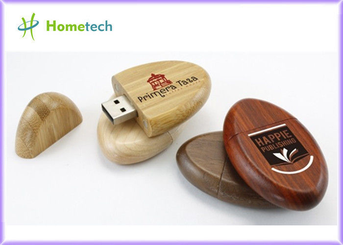 A movimentação de madeira de bambu natural da pena de USB do apoio de madeira feito sob encomenda do disco instantâneo 2.0&amp; 3,0 de USB com caixa grava o logotipo