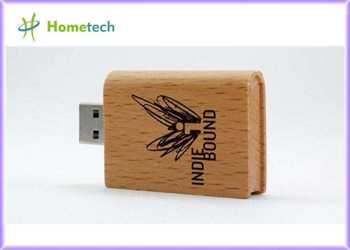 Movimentação de madeira relativa à promoção do flash de USB do logotipo da gravura do laser