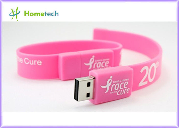Memória Flash cor-de-rosa de USB dos braceletes do silicone da movimentação do flash de USB do punho do silicone, multi vara da memória do bracelete de USB 2,0 da cor