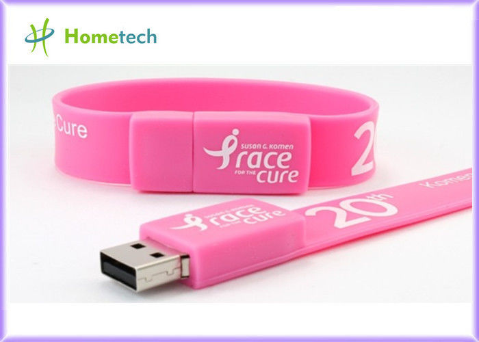 Memória Flash cor-de-rosa de USB dos braceletes do silicone da movimentação do flash de USB do punho do silicone, multi vara da memória do bracelete de USB 2,0 da cor
