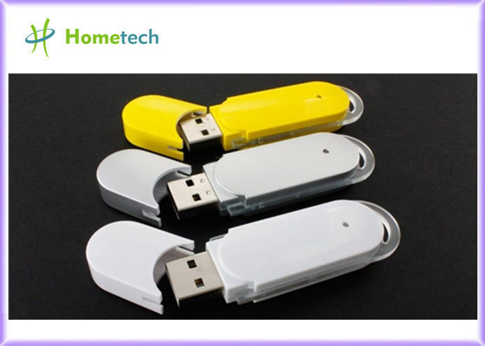 Movimentação plástica amarela/branca do flash de USB, disco de USB da memória da movimentação da pena