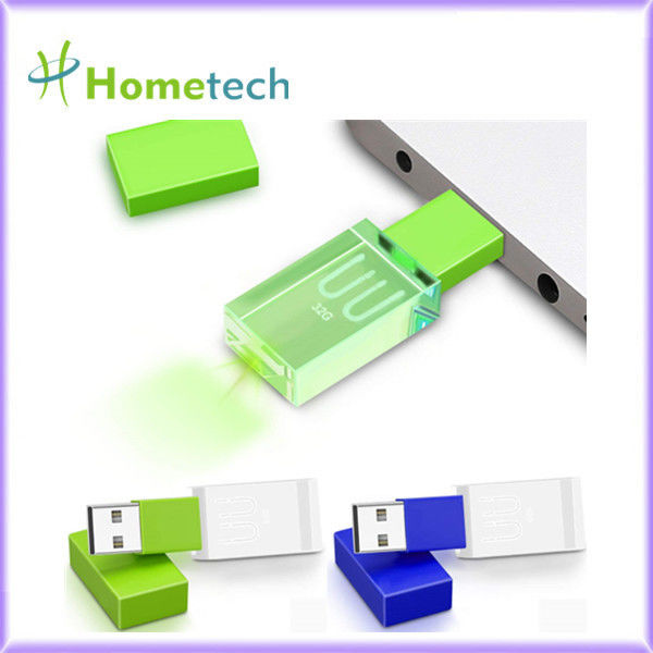 Luz de Waterpoof Crystal Usb Flash Drive Led acima da movimentação instantânea de cristal transparente de 32GB 10mb/s USB