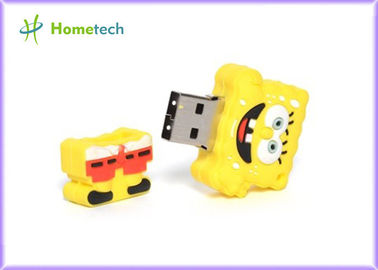 Transferência de ficheiros amarela do retângulo da movimentação do flash de USB dos desenhos animados de SpongeBob
