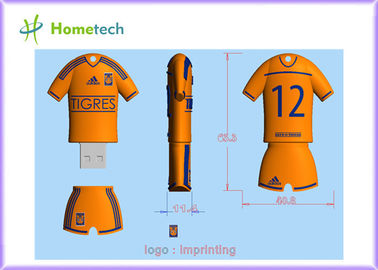 Memória personalizada personalizada de USB dos desenhos animados da camisa do poolo da equipa de futebol da movimentação TIGRES do flash de USB