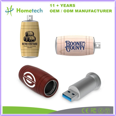 comprar Wood Color USB Flash Drive 8GB-256GB Wine Bucket Shape com interface USB 2.0/3.0 Fabricação em linha
