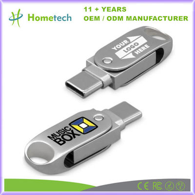comprar Imponível a choques Dual USB-C USB-A Capless Flash Drive 3.0 Prata Personalizado Fabricação em linha