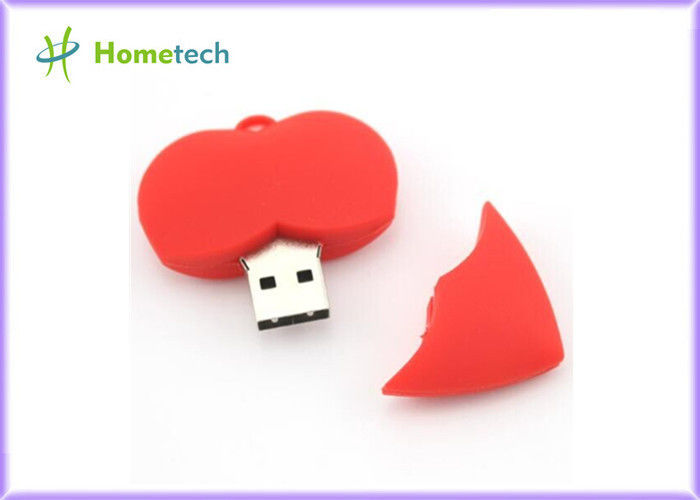 A movimentação do flash do coração 1GB USB do PVC, 2,0 cola o disco instantâneo feito sob encomenda de USB