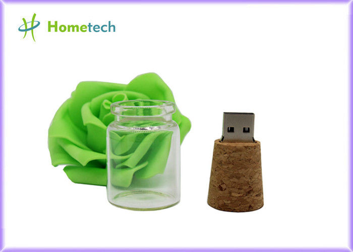 forma de cristal relativa à promoção criativa da garrafa da mensagem USB da movimentação de madeira de 16GB