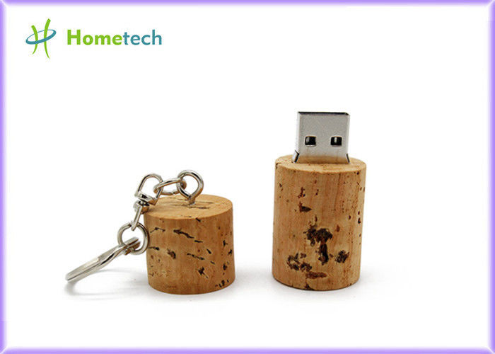 Engarrafe as varas de madeira dadas forma tomada 8GB/16GB/32GB da memória de USB com porta-chaves