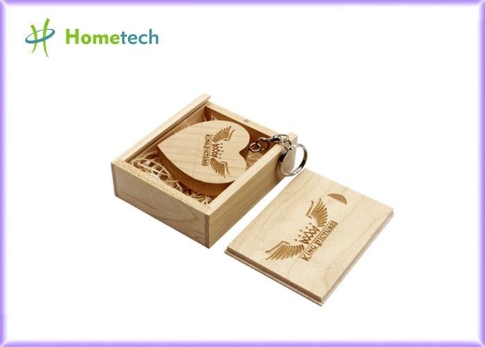 Logotipo personalizado dado forma coração do flash de USB movimentação de madeira para o presente relativo à promoção