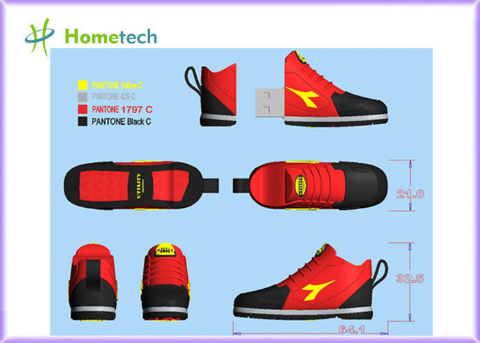 A sapatilha vermelha deu forma às chaves personalizadas 8GB de USB das sapatas do esporte da movimentação do flash de 4GB/USB/movimentação feita sob encomenda 2GB -8GB da pena