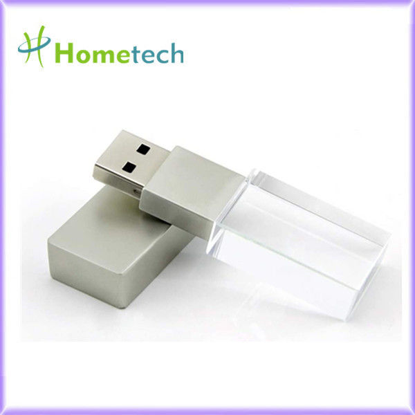 Vara de vidro USB pendrive 2,0 do usb do presente incorporado feito sob encomenda 3,0 vara da memória Flash do diodo emissor de luz 64GB do cristal
