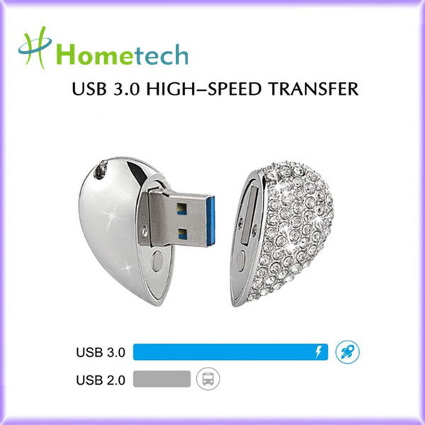 Movimentação de cristal do flash de USB do coração da colar 32GB do pendente da joia