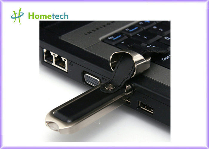 Movimentação de couro personalizada do flash de USB com logotipo personalizado da Seda-tela