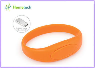 Disco instantâneo do usb do punho alaranjado da memória Flash do usb do silicone do punho da movimentação do flash de USB do bracelete