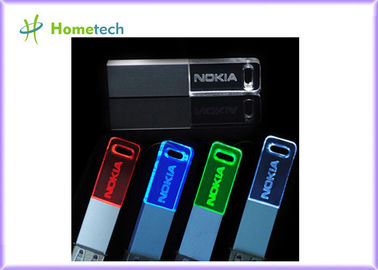 3D personalizou a movimentação 2,0 3,0 do flash do usb do cristal 8gb do logotipo com luz conduzida