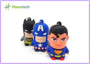 Memória Flash do Usb dos desenhos animados da série do herói, Pvc da vara da memória do Usb 2,0 ou material plástico macio