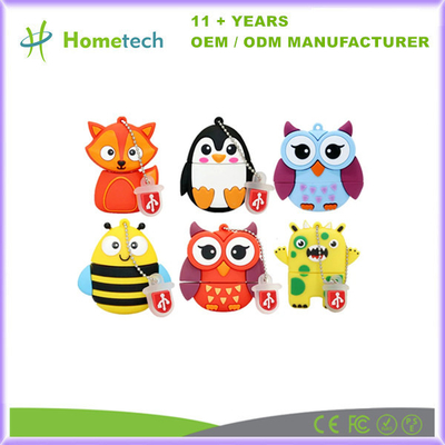 2D / 3D Animal Custom USB Flash Drive Soft PVC borracha USB Flash Memória Stick