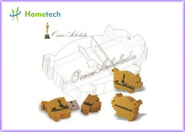 Movimentação amarela material bonito inovativa do flash de USB do porco do PVC do costume 256MB-128GB do projeto