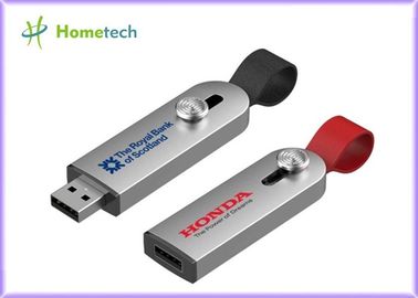Laser executivo da movimentação do flash do Usb do metal que grava o corpo completo do metal com cabo de couro