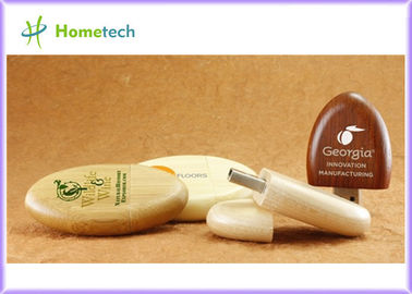 A movimentação de madeira de bambu natural da pena de USB do apoio de madeira feito sob encomenda do disco instantâneo 2.0& 3,0 de USB com caixa grava o logotipo