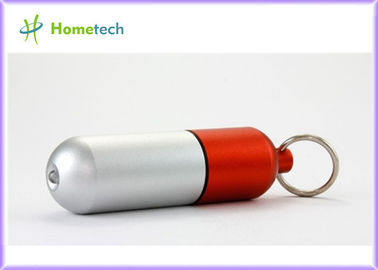 O comprimido relativo à promoção da cápsula da liga de alumínio do metal bonito feito sob encomenda de prata & vermelho dos presentes 4GB do doutor deu forma à movimentação do flash de USB