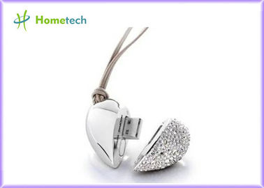 Movimentação de cristal do flash de USB do coração do presente 4GB da promoção do OEM com correia