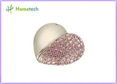 Presentes de casamento de cristal cor-de-rosa do fow do pendente 4GB 8GB de USB da movimentação do flash do Usb 2,0 USB do coração do amor