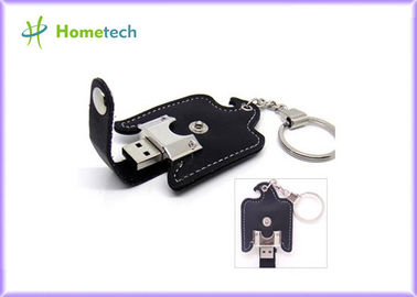 Vara de couro preta da memória de disco instantâneo da porta-chaves 8GB USB 2,0 USB