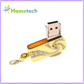 Porta-chaves giratória de aço inoxidável 8gb 16gb do ouro da vara da memória da movimentação da pena de Pendrive 32gb
