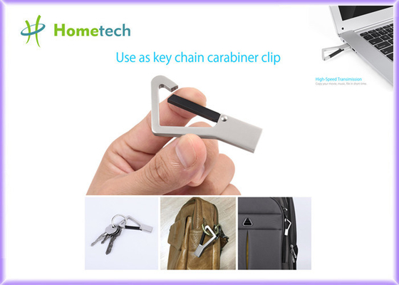O polegar feito sob encomenda do metal do logotipo conduz USB Memoria dado forma chave/metal Carabiner