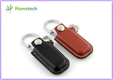Preto luxuoso/disco instantâneo de couro 4GB/8GB de Brown USB com porta-chaves